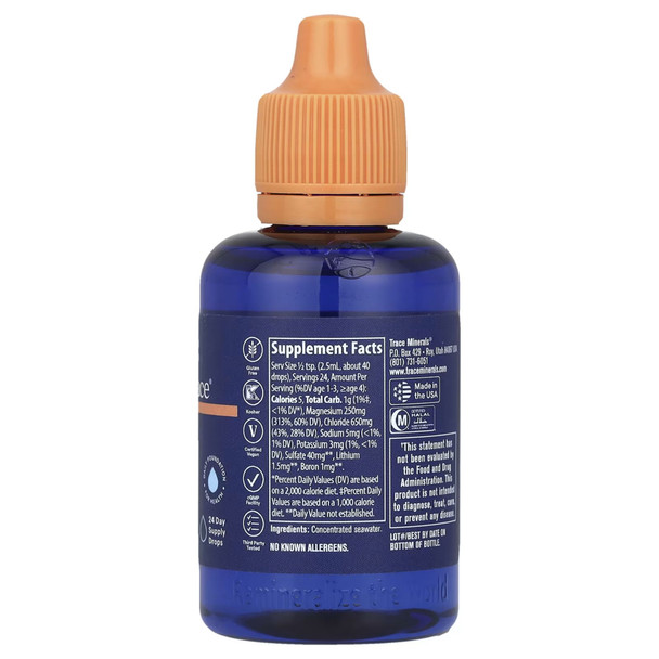 Trace Minerals ConcenTrace Drops- 59ml Ingredients Panel
