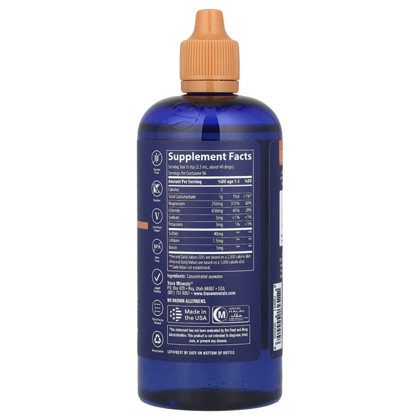Trace Minerals ConcenTrace Drops - 237 ml Ingredients Panel
