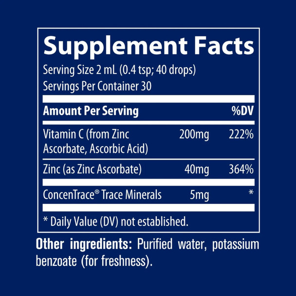 Trace Minerals Ionic Zinc +Vitamin C - 59ml Main Product Image