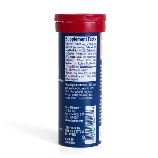 Trace Minerals Magnesium Effervescent Tablets - Raspberry Flavor Ingredients Panel