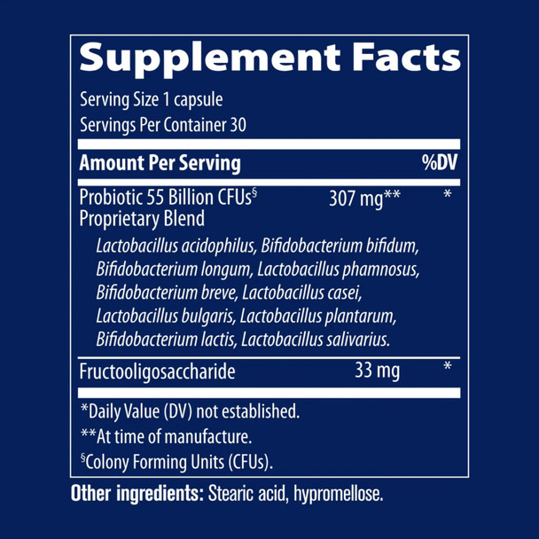 Trace Minerals Probiotic 55 Billion - 30 Caps Ingredients Panel