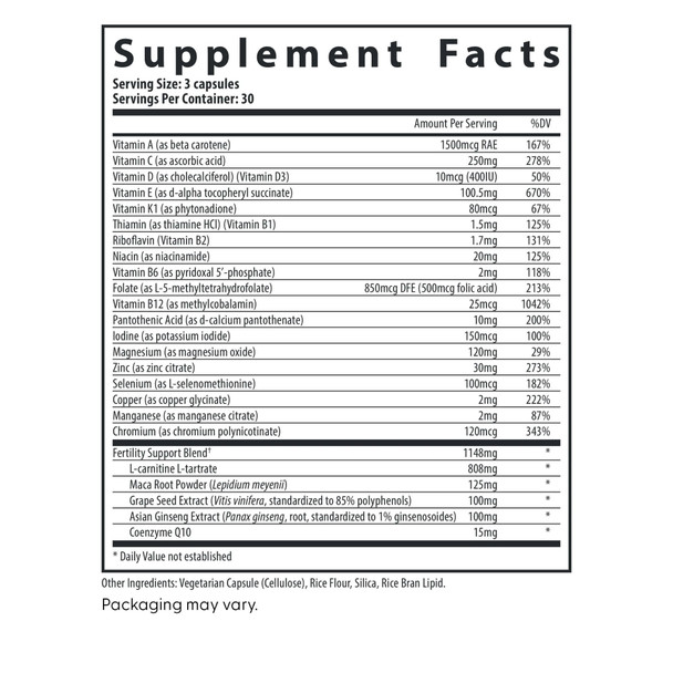Fairhaven Health FertilAid Value Pack for Women and Men Ingredients Panel
