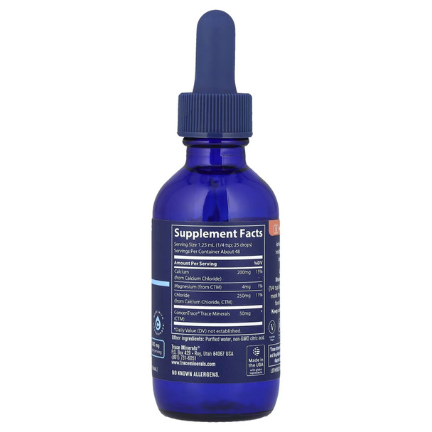 Trace Minerals Liquid Ionic Calcium - 59 ml Ingredients Panel