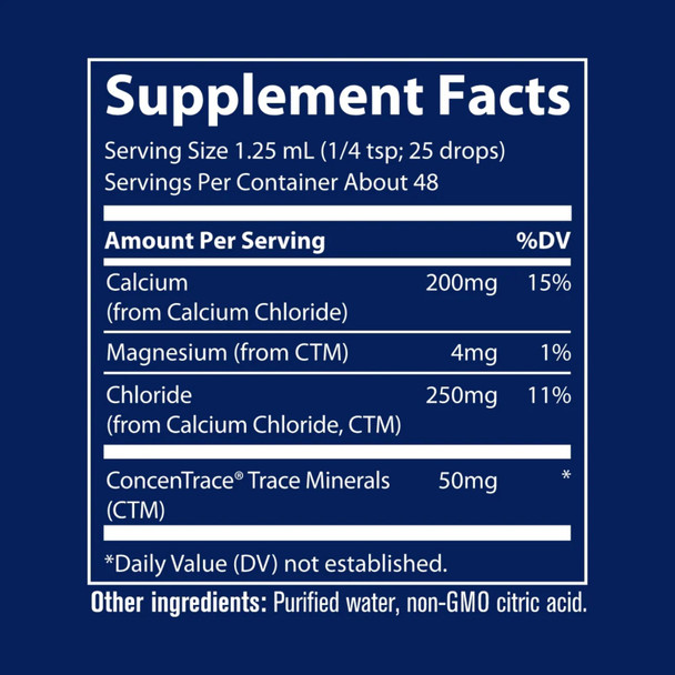 Trace Minerals Liquid Ionic Calcium - 59 ml Ingredients Panel