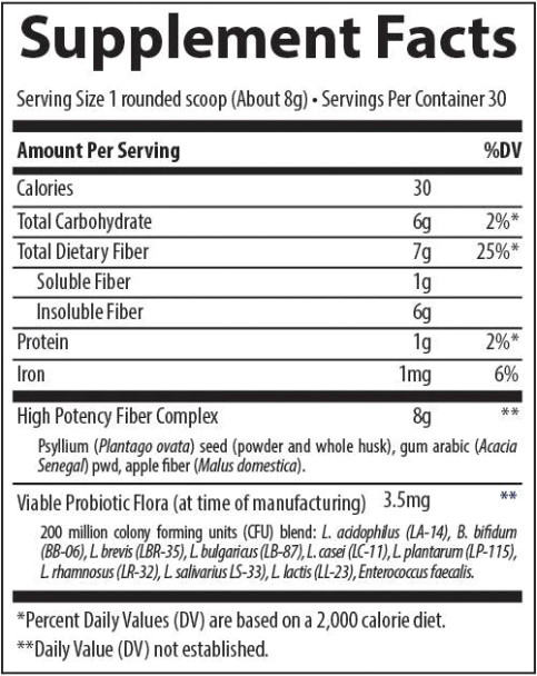 Trace Minerals Complete Cleansing Fiber 240 g Ingredients Panel
