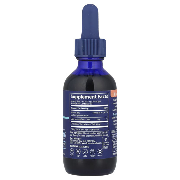 Trace Minerals Liquid Ionic B12 59 ml Ingredients Panel