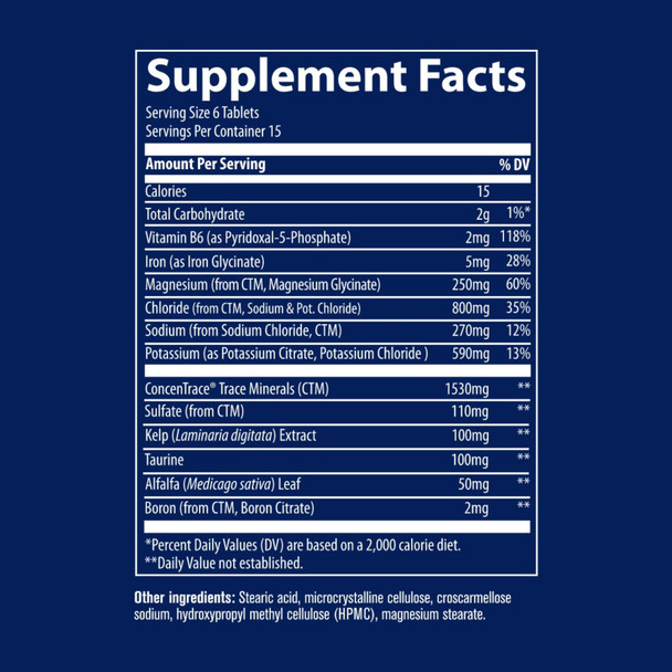 Trace Minerals KETO Electrolyte Tablets 90 Tabs Ingredients Panel
