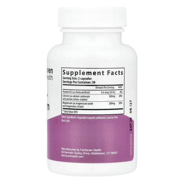 Fairhaven Health PeaPod Cal-Mag 60 Caps Ingredients Panel