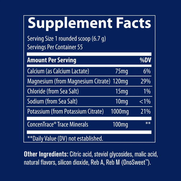 Trace Minerals, Keto Electrolyte Powder - Lemon Lime 369 g Ingredients Panel