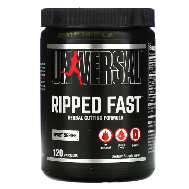 Universal Nutrition Ripped Fast 120 Caps Supplement Facts Panel