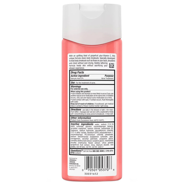 Neutrogena, Body Clear, Body Wash, Pink Grapefruit, 8.5 fl 250 ml Ingredients Panel