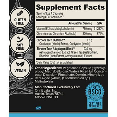 Onnit Shroom Tech 28 Caps Ingredients Panel