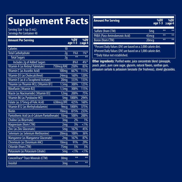 Trace Minerals Liquid Kid's Multi 237 ml Ingredients Panel