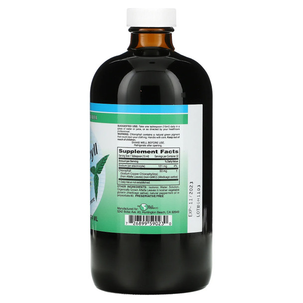 World Organics Liquid Chlorophyll (50mg) Mint 16 fl.oz Ingredients