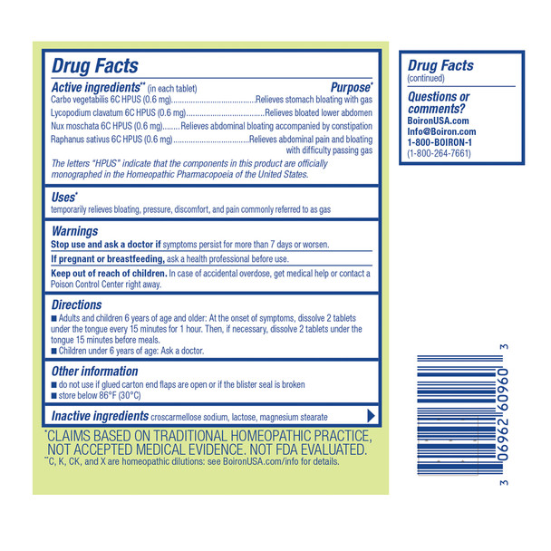 Boiron Gasalia Ingredients Panel