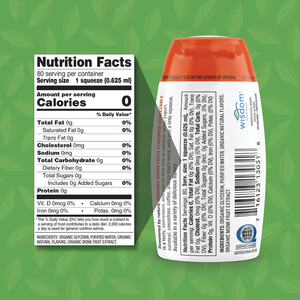 SweetLeaf Almond Amaretto Liquid Monk Fruit 80 Servings Ingredients Panel