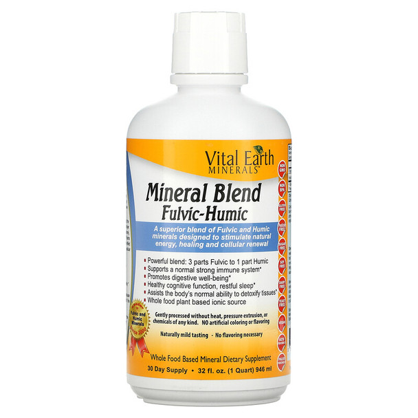 Vital Earth Minerals Mineral Blend Fulvic-Humic Liquid 32 fl.oz 946 ml Additional Product Image 2