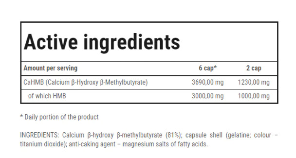 Trec Nutrition HMB FORMULA CAPS Ingredients Panel