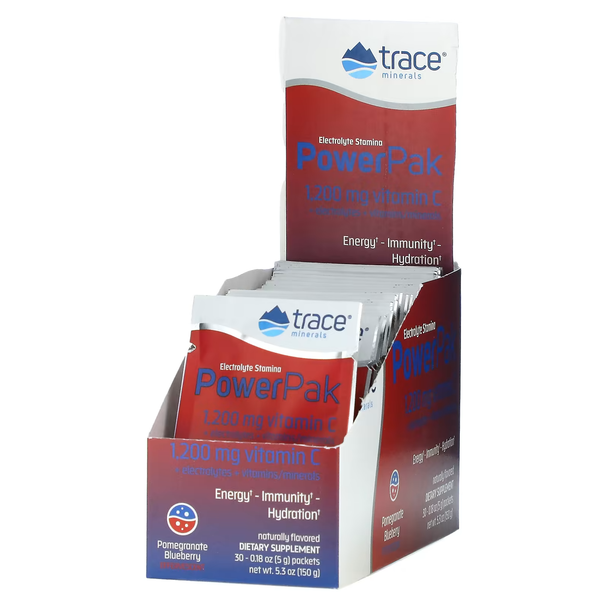 Trace Minerals Power Pak Non-GMO Pomegranate Blueberry BOX 30 packets