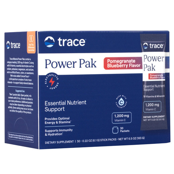 Trace Minerals Power Pak Non-GMO Pomegranate Blueberry BOX 30 packets