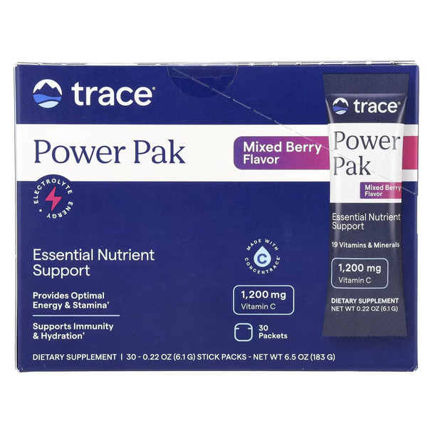Trace Minerals Electrolyte Stamina Power Pak Non-GMO Mixed Berry Box of 30