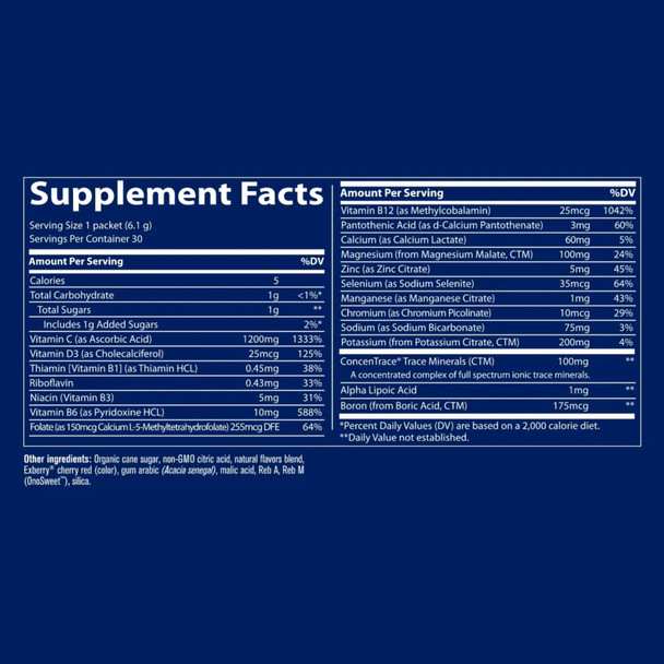 Trace Minerals Electrolyte Stamina Power Pak Raspberry 30 Sachets Additional Product Image 2