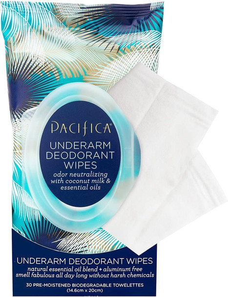 Pacifica Beauty Coconut Milk & Essential Oils Underarm Deodorant Wipes 30 CT