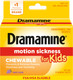 Dramamine Motion Sickness For Kids 8 Chewable Tablets Grape