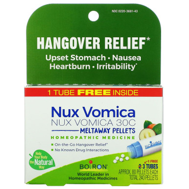 Nux Vomica 30C 3 x 80 Pellets Digestive Relief