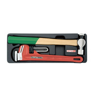 Toptul GBAT0201 Pipe Wrench & Ball Peen Hammer Set