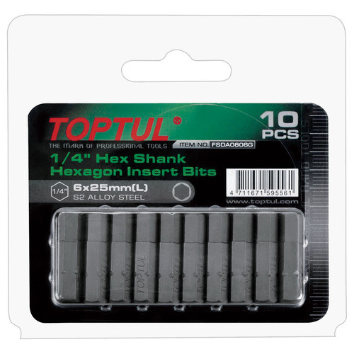 Toptul FSDA0803G Hex Insert Bits 1/4" 3mmx25mm