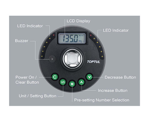 Toptul DTA-340A4 Digital Torque Angle Adapter 17-340Nm Toptul DTA-340A4 Digital Torque Angle Adapter 17-340Nm
