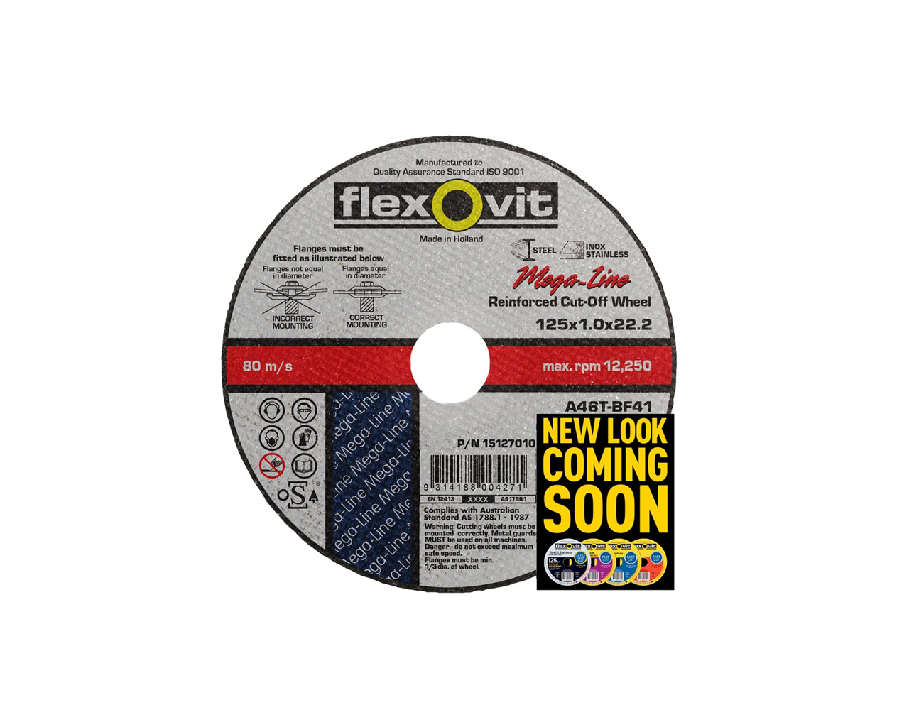 Flexovit 15127010 Stainless Steel Cut Off Wheel 125x1.0x22mm