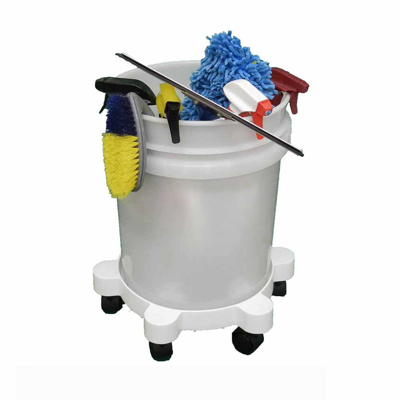 5 Gallon Bucket Dolly - Plastic - 6 Casters To Assure No Tip - White