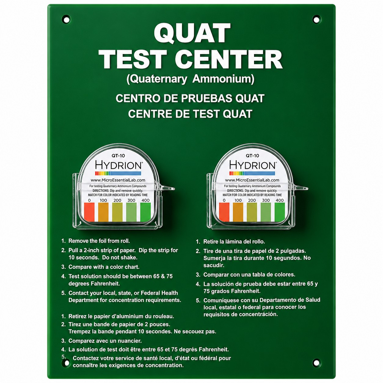 Quat Sanitizer Test Center - Includes 2 Testing Rolls
