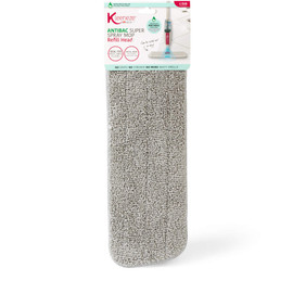 Grey antibacterial spray mop refill head for hard floors, shown in packaging.
