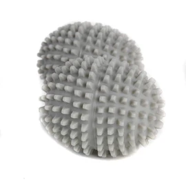 Pair of grey spiky dryer balls for laundry