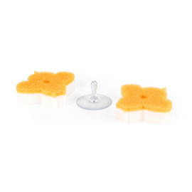 Pack of two yellow butterfly-shaped sponges with suction hook, shown on white.
