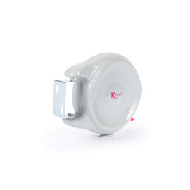 Wall-mounted retractable washing line in white with Kleeneze logo, shown side view