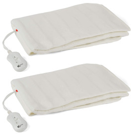 Pack of two white electric heated pads with controllers