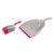 Dustpan and brush set in grey and pink, shown side by side for cleaning use.