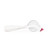 White pizza cutter with pink spiked wheel for dough, side view on white background