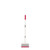 Pink and white sponge mop shown upright on white background