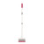 White and pink squeegee mop with extendable handle, shown upright on white background