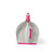 Grey and pink dustpan and brush set, brush fits inside pan, shown from above