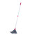 Pink and grey household mop with long handle, shown upright against white background