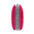 Close-up of pink and grey cleaning brush bristles with heart-shaped tips