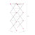 White folding clothes airer with pink accents, shown upright with dimensions 104.5 x 43.5 x 38.5 cm