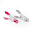 Pack of 2 plastic laundry pegs, one pink and one grey, on white background