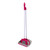 Pink and grey upright broom and dustpan set
